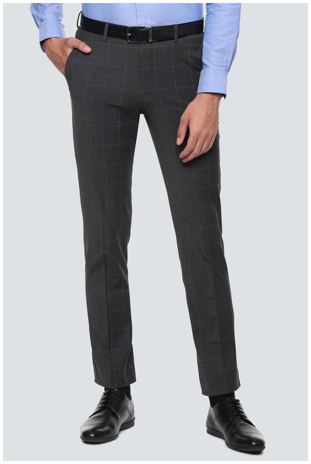 

Louis Philippe Men Checked Slim Fit Formal Trouser - Grey