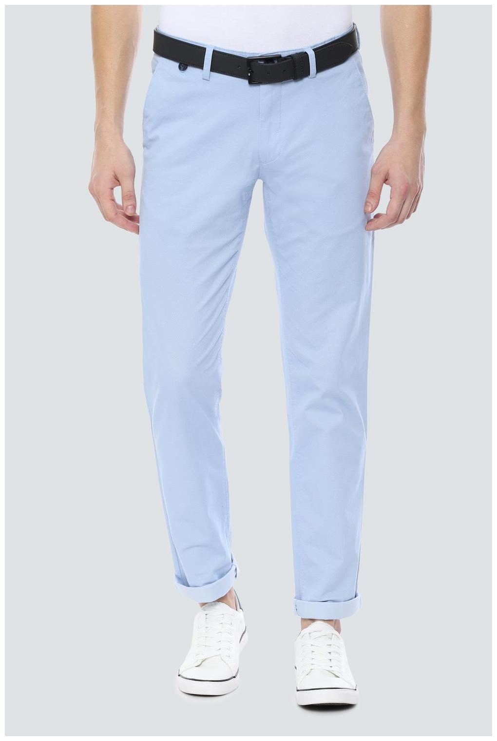 

Louis Philippe Men Blue Textured Slim fit Regular trousers
