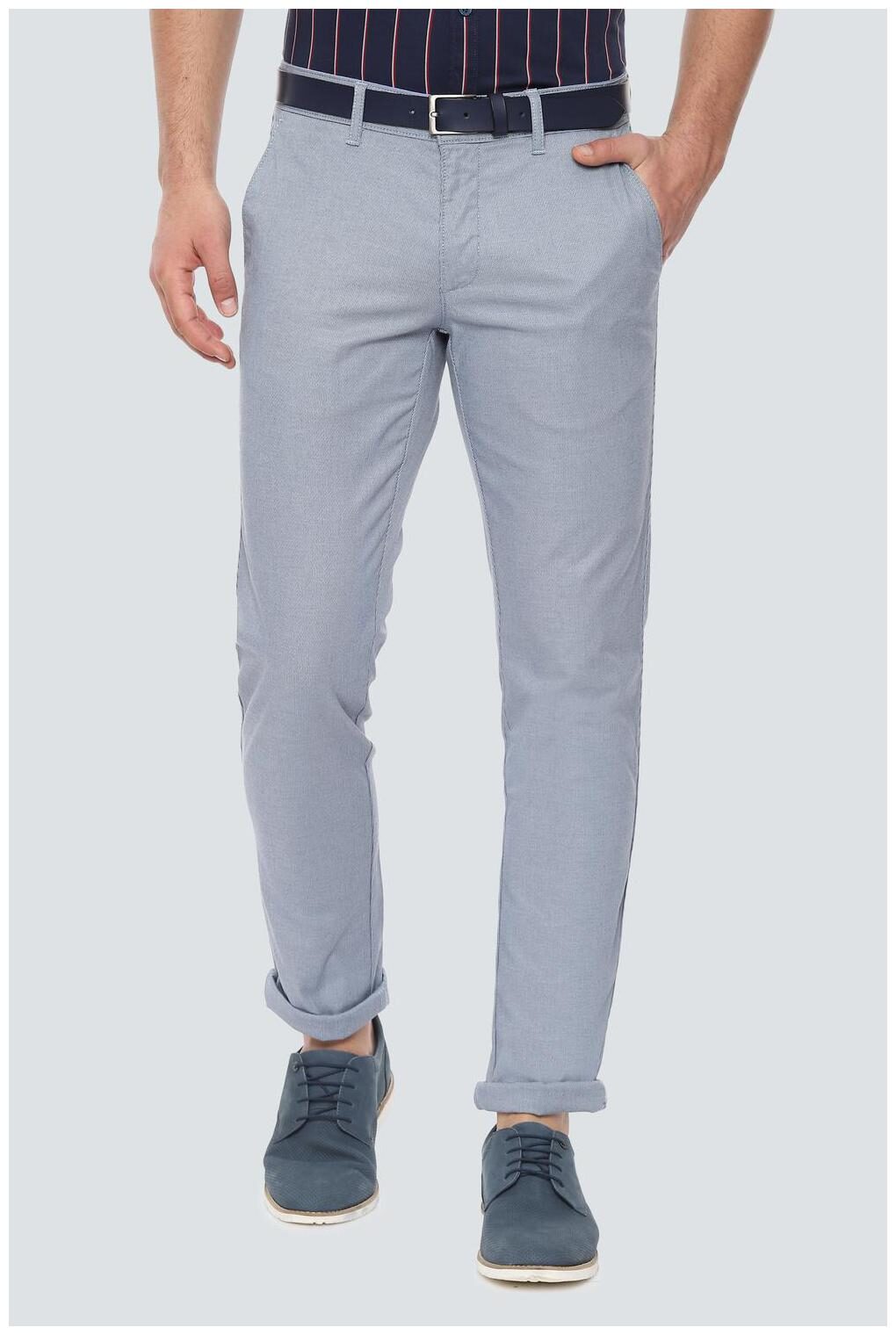 

Louis Philippe Men Blue Textured Slim fit Regular trousers