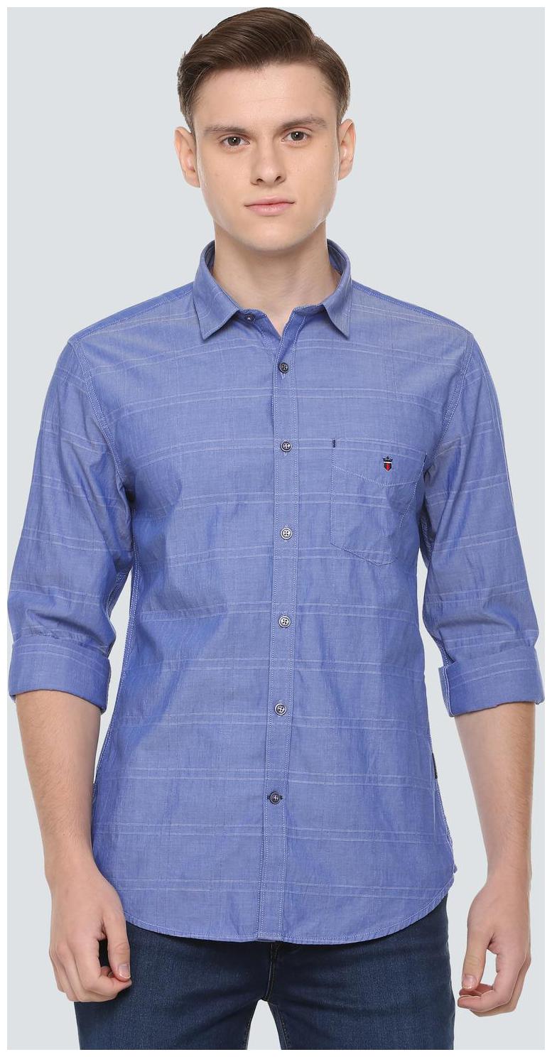 

Louis Philippe Men Blue Checked Slim Fit Casual Shirt