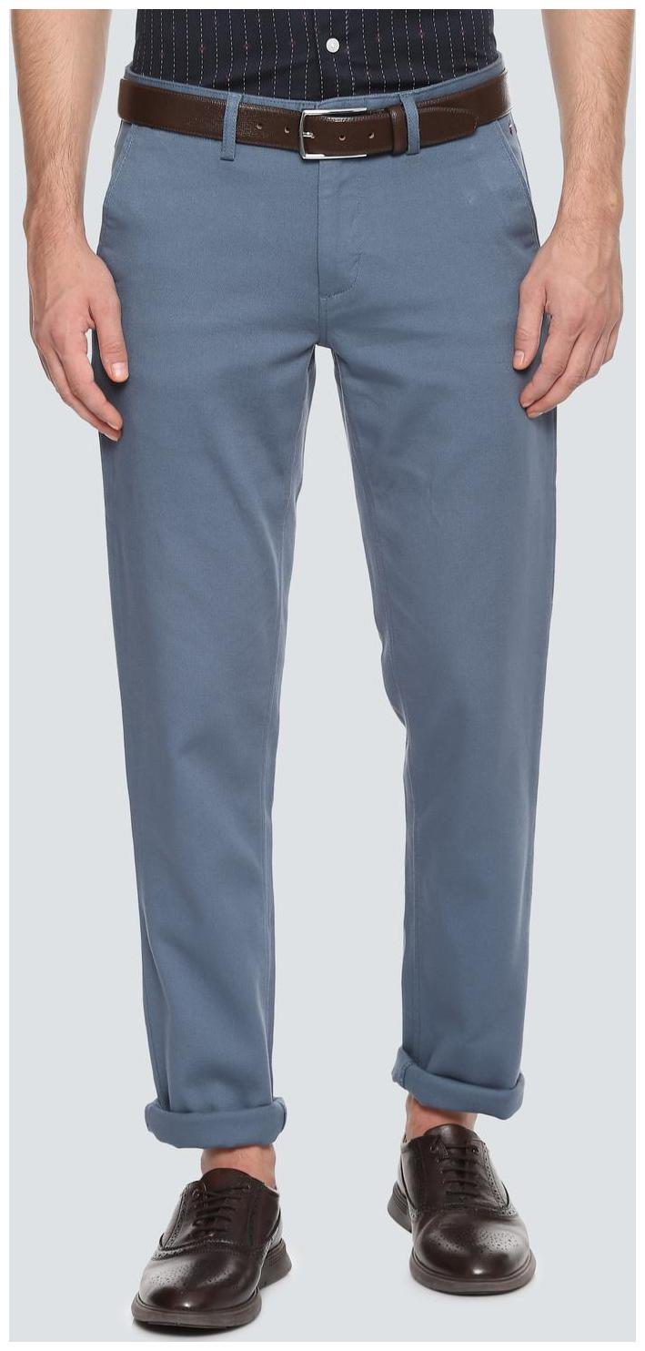 

Louis Philippe Men Blue Textured Slim fit Regular trousers