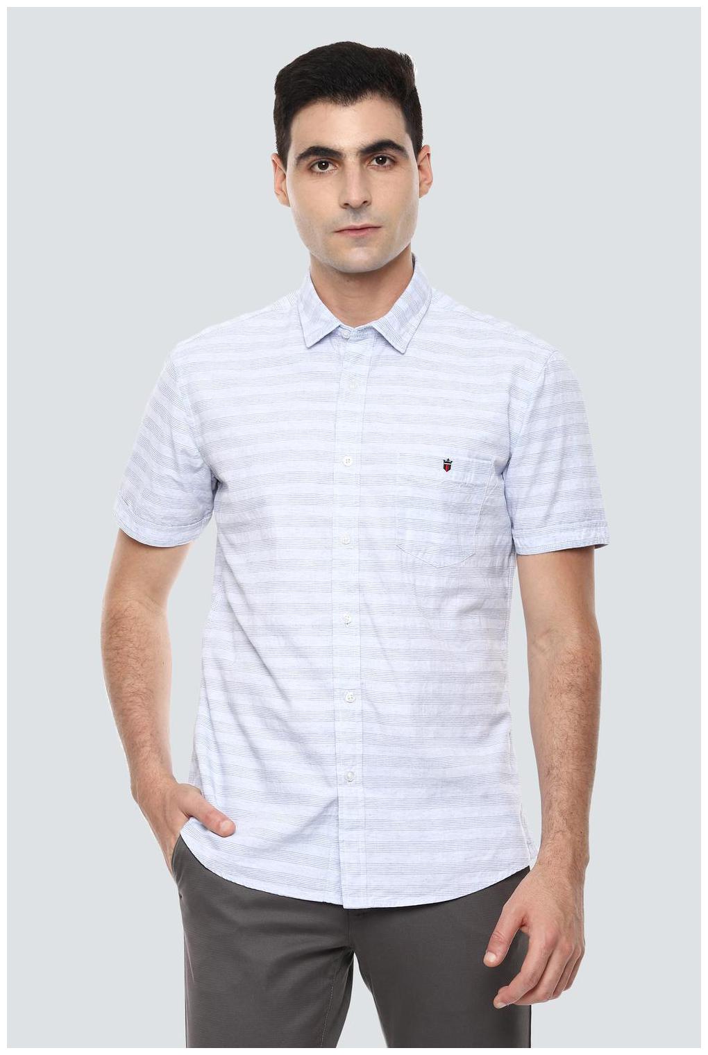 

Louis Philippe Men Blue Horizontal Stripes Slim Fit Casual Shirt
