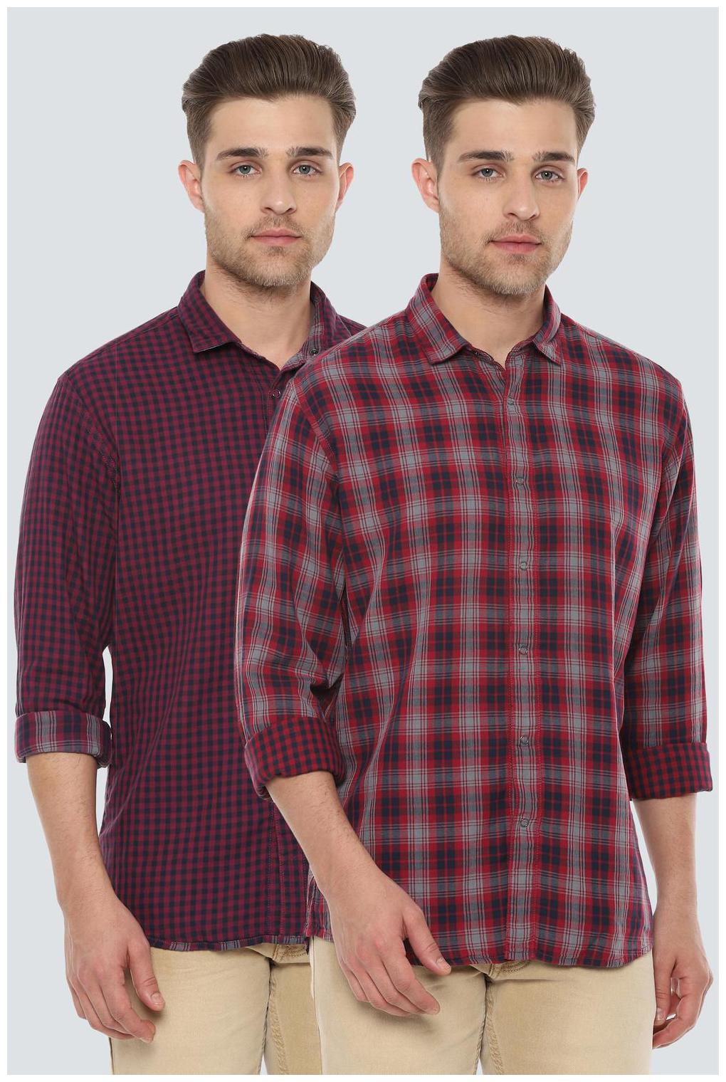 

Louis Philippe Men Red Checked Slim Fit Casual Shirt
