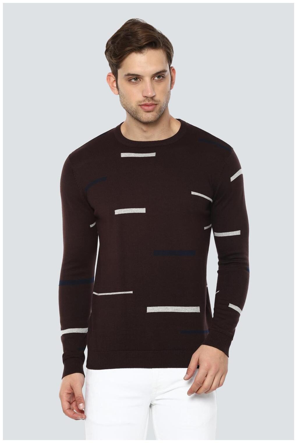 

Louis Philippe Men Brown Round neck Pullover