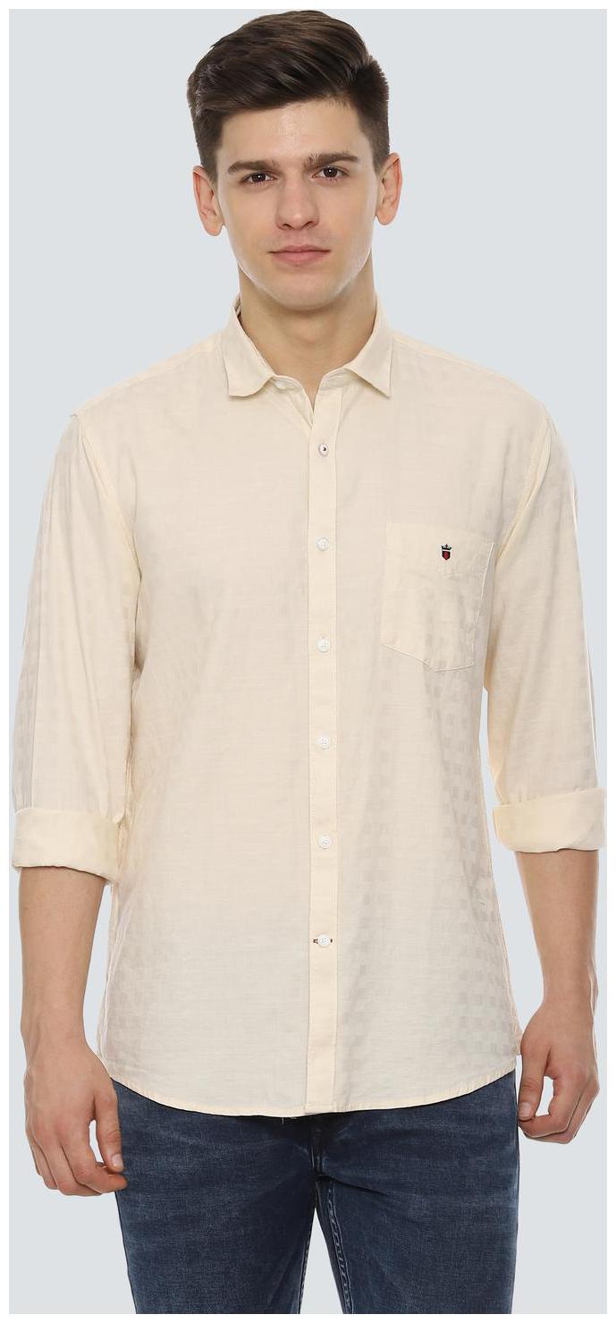 

Louis Philippe Men Beige Weaved Slim Fit Casual Shirt