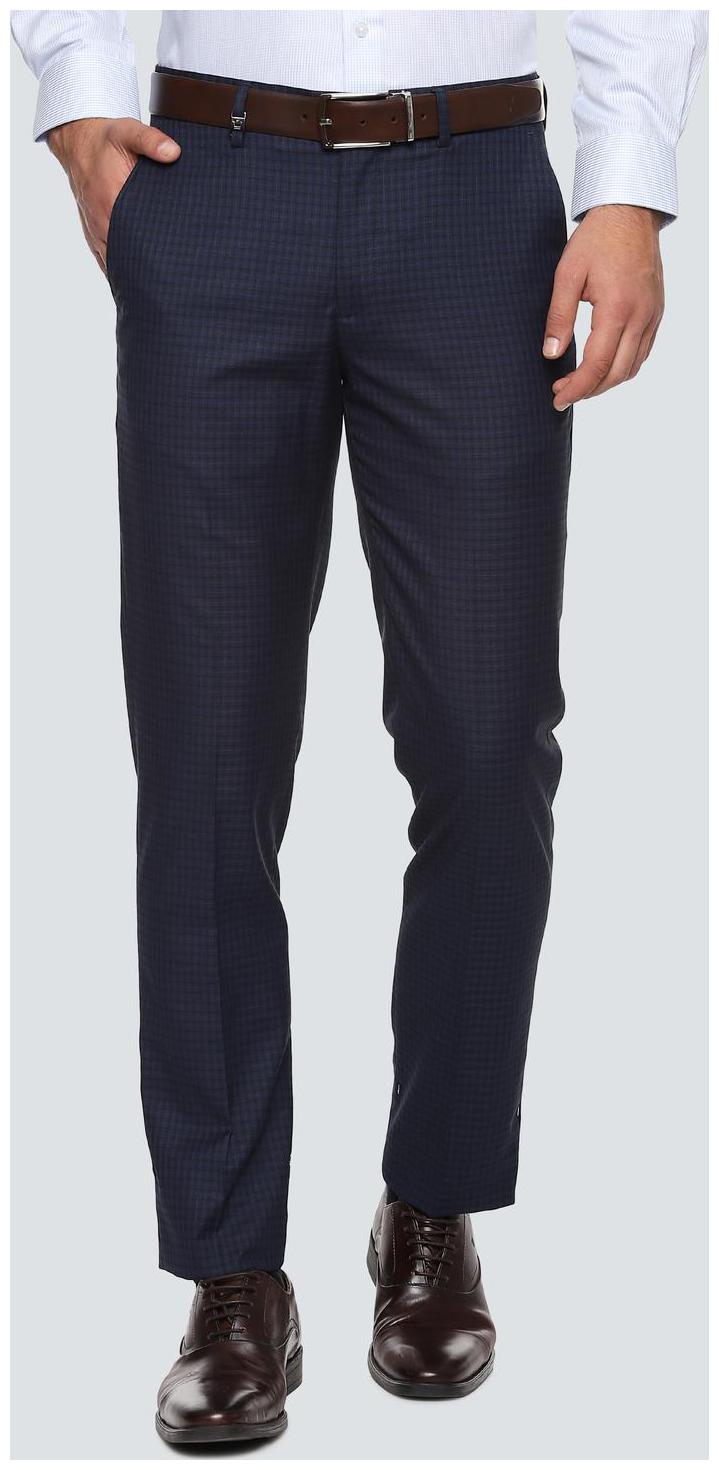 

Louis Philippe Men Checked Slim Fit Formal Trouser - Blue