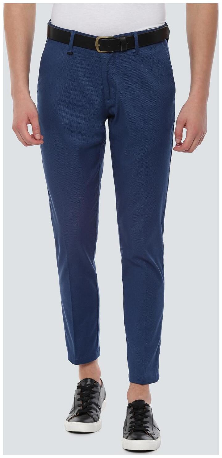 

Louis Philippe Men Blue Textured Slim fit Regular trousers