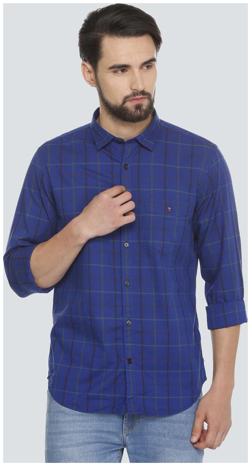 

Louis Philippe Men Blue Checked Slim Fit Casual Shirt