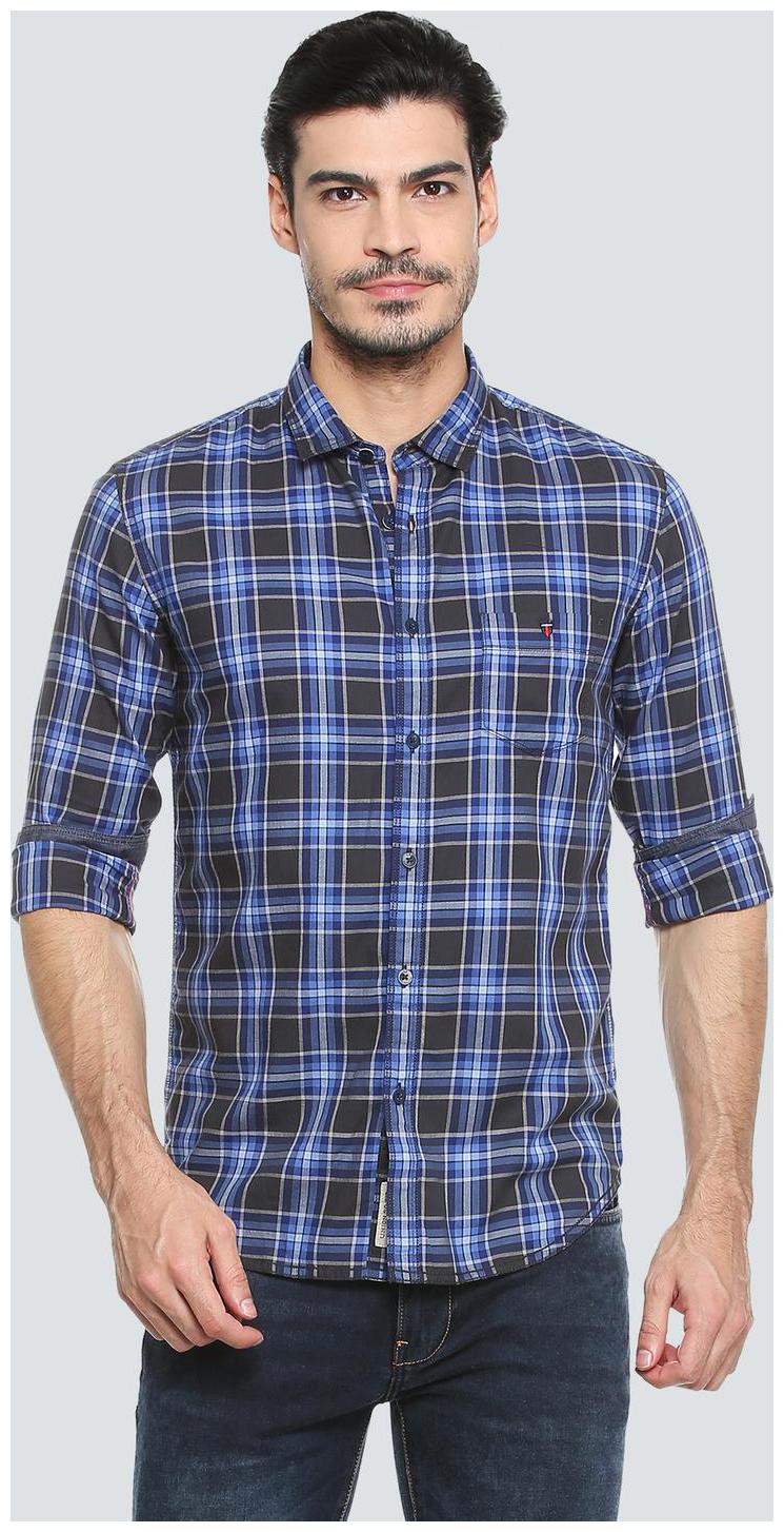 

Louis Philippe Men Blue Checked Slim Fit Casual Shirt