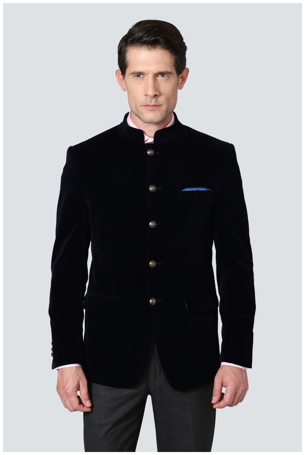 

Louis Philippe Men Navy blue Solid Super slim fit Bandhgala Blazer
