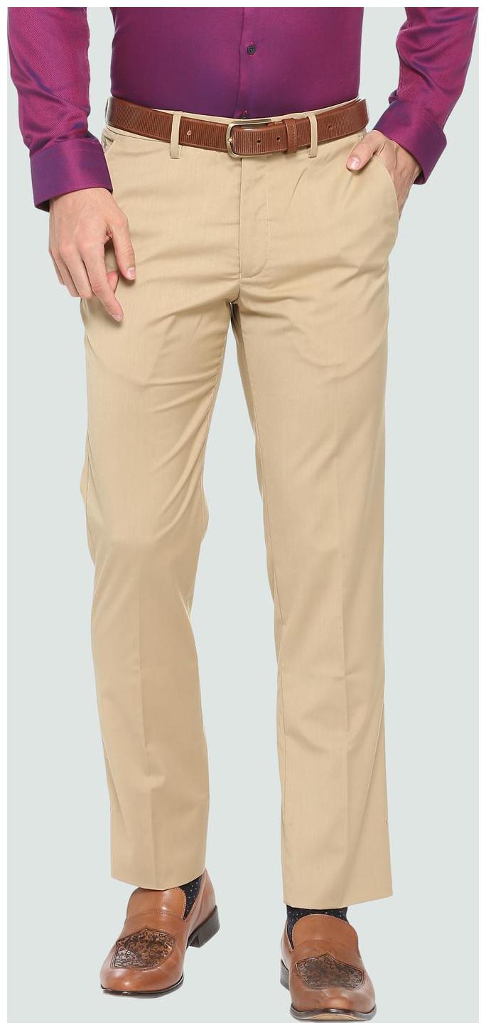 

Louis Philippe Men Beige Solid Regular fit Regular trousers