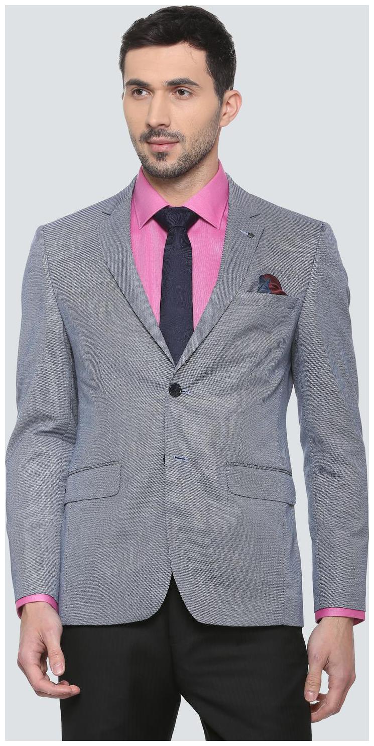 

Louis Philippe Men Grey Textured Slim fit Single Breasted Blazer