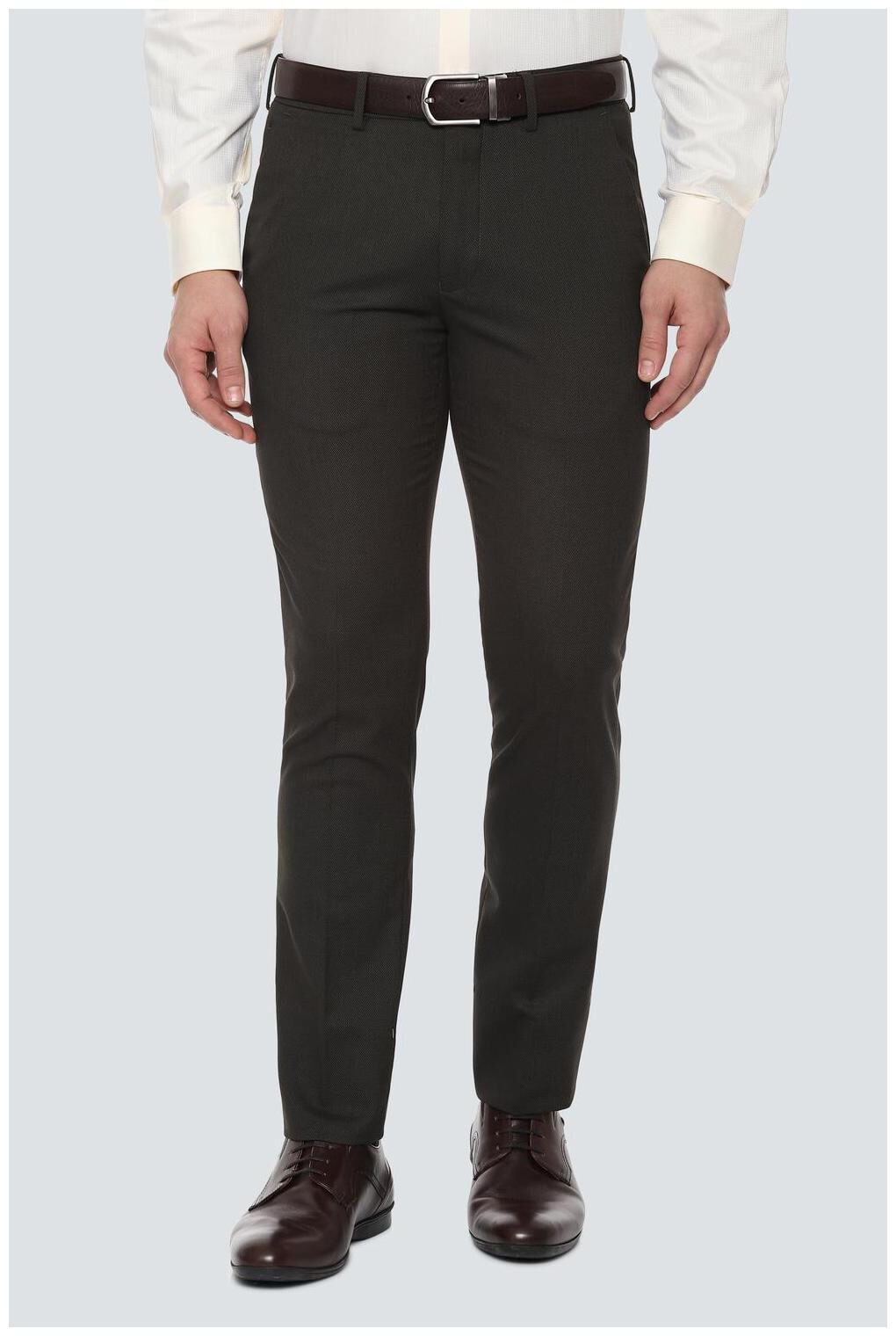 

Louis Philippe Men Textured Slim Fit Formal Trouser - Brown