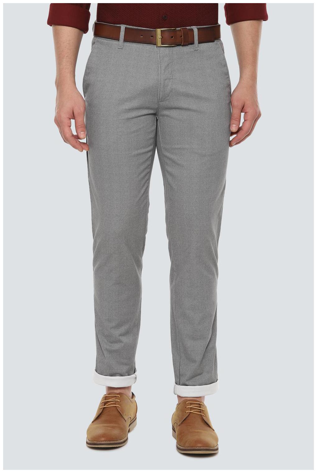 

Louis Philippe Men Grey Textured Slim fit Regular trousers