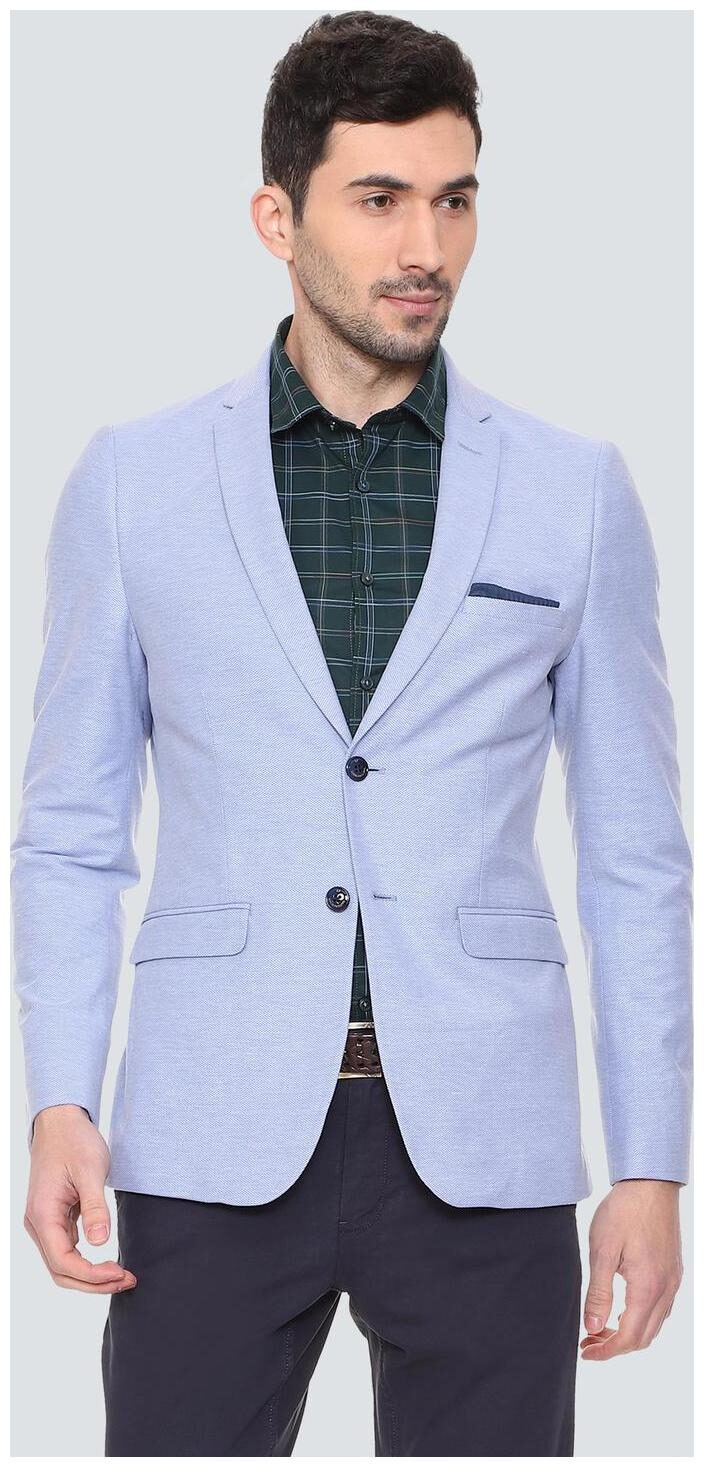 

Louis Philippe Men Blue Textured Super slim fit Single Breasted Blazer