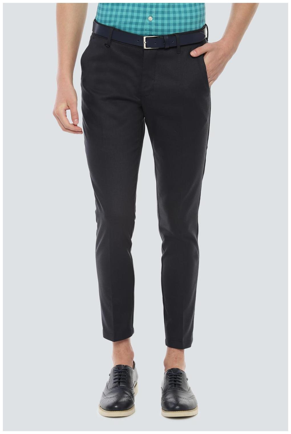 

Louis Philippe Men Blue Textured Slim fit Regular trousers