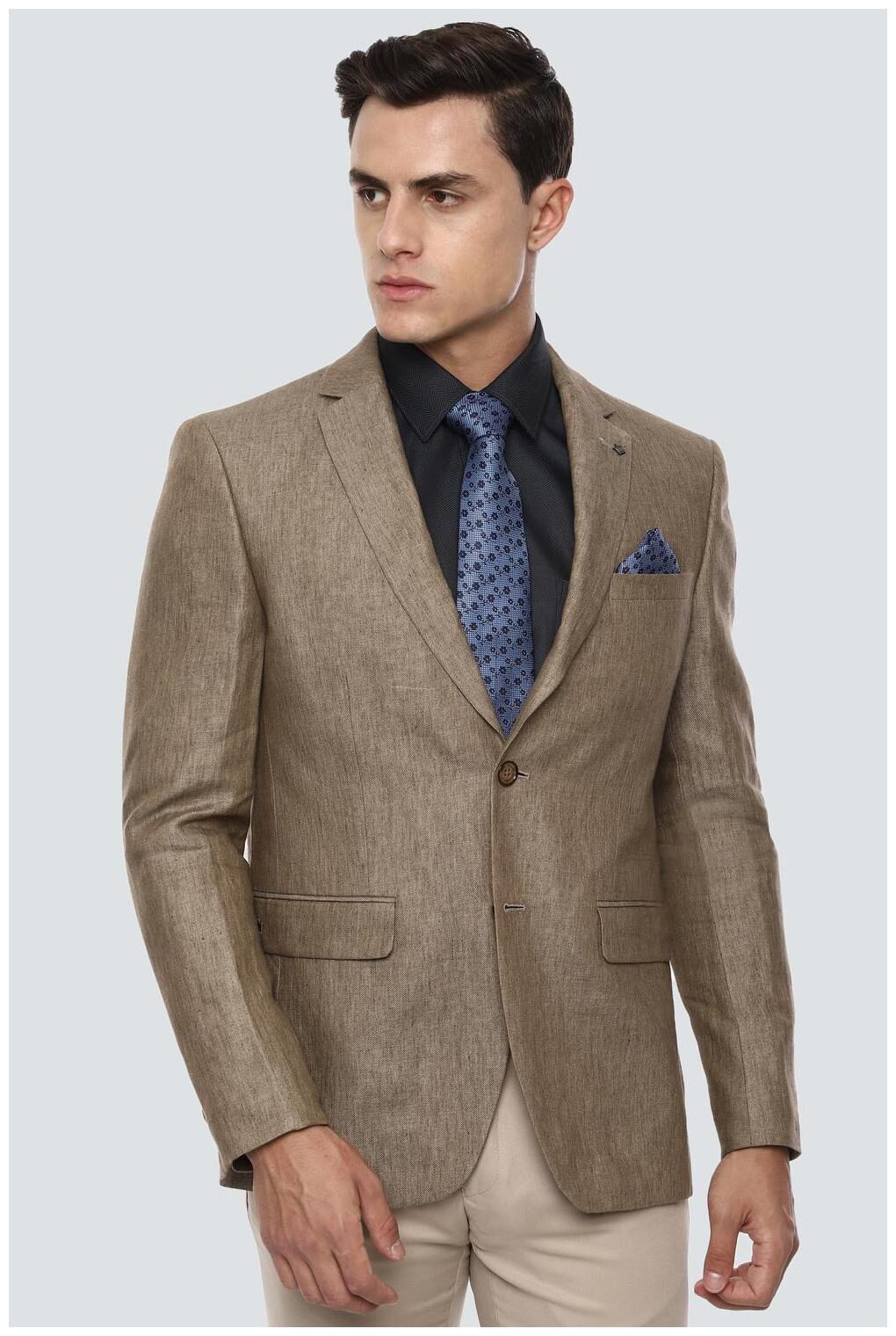 

Louis Philippe Men Khaki Solid Slim fit Single Breasted Blazer