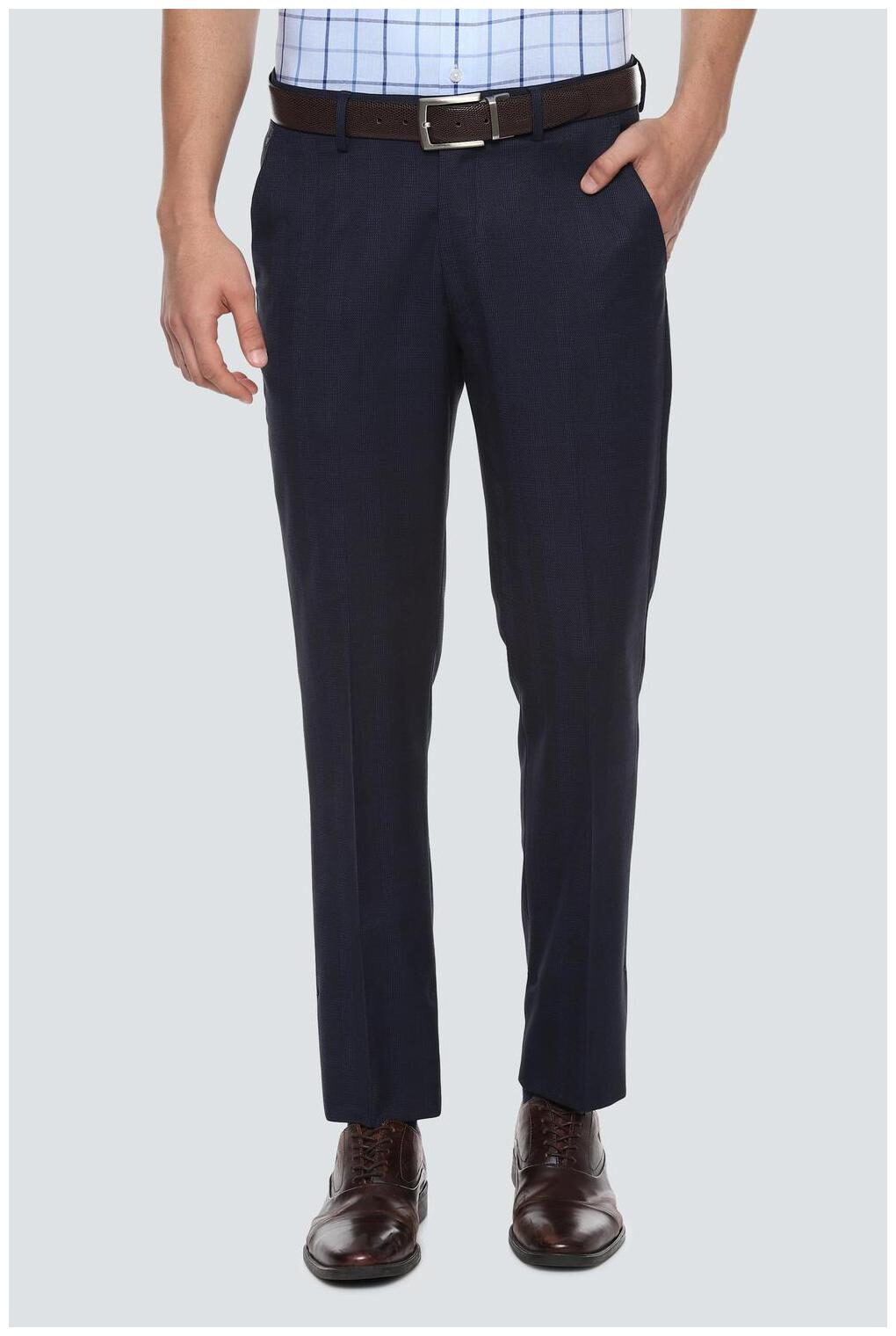 

Louis Philippe Men Textured Slim Fit Formal Trouser - Blue