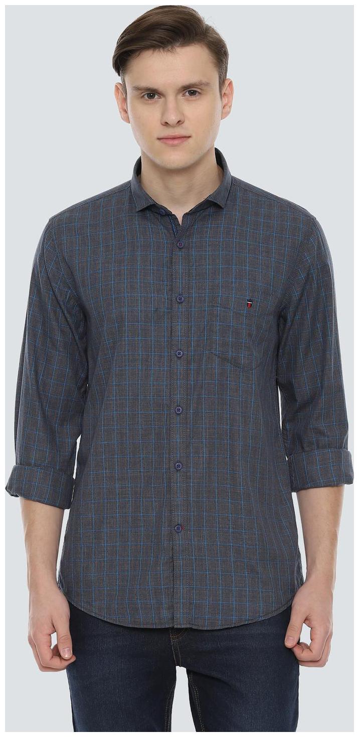 

Louis Philippe Men Grey Checked Super Slim Fit Casual Shirt