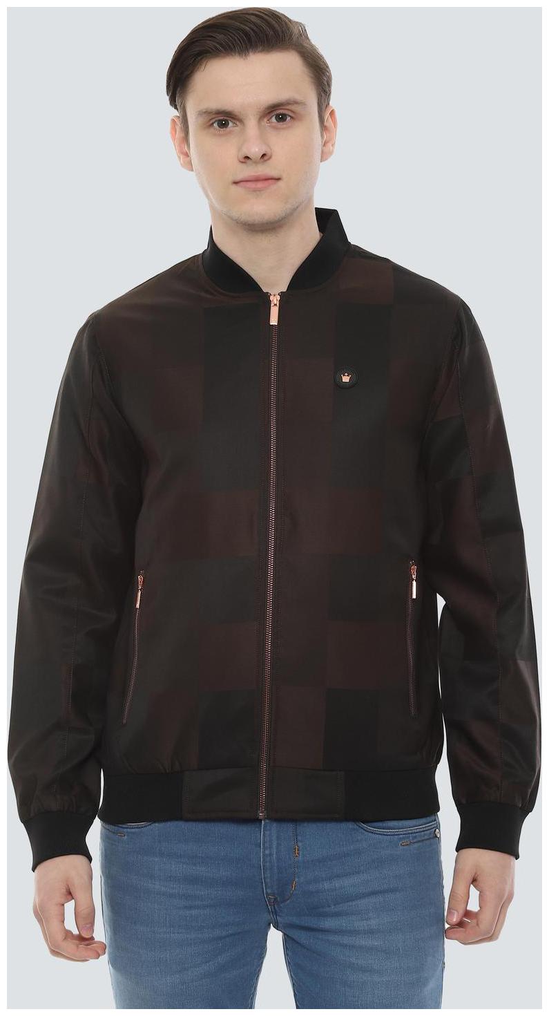 

Louis Philippe Men Brown Checked Bomber jacket
