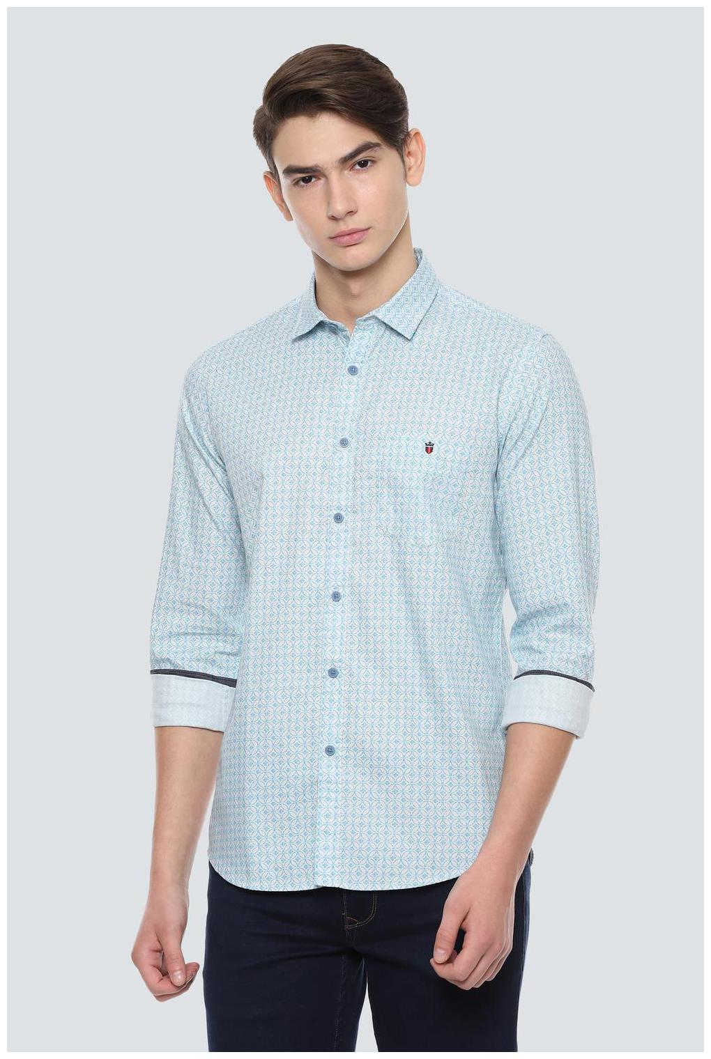 

Louis Philippe Men Blue Printed Super Slim Fit Casual Shirt