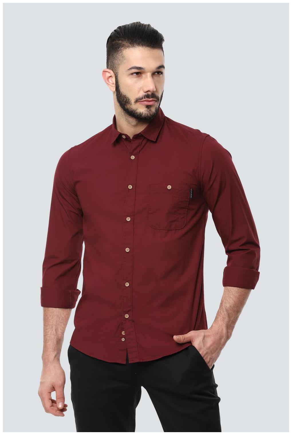 

Louis Philippe Men Maroon Solid Regular Fit Casual Shirt
