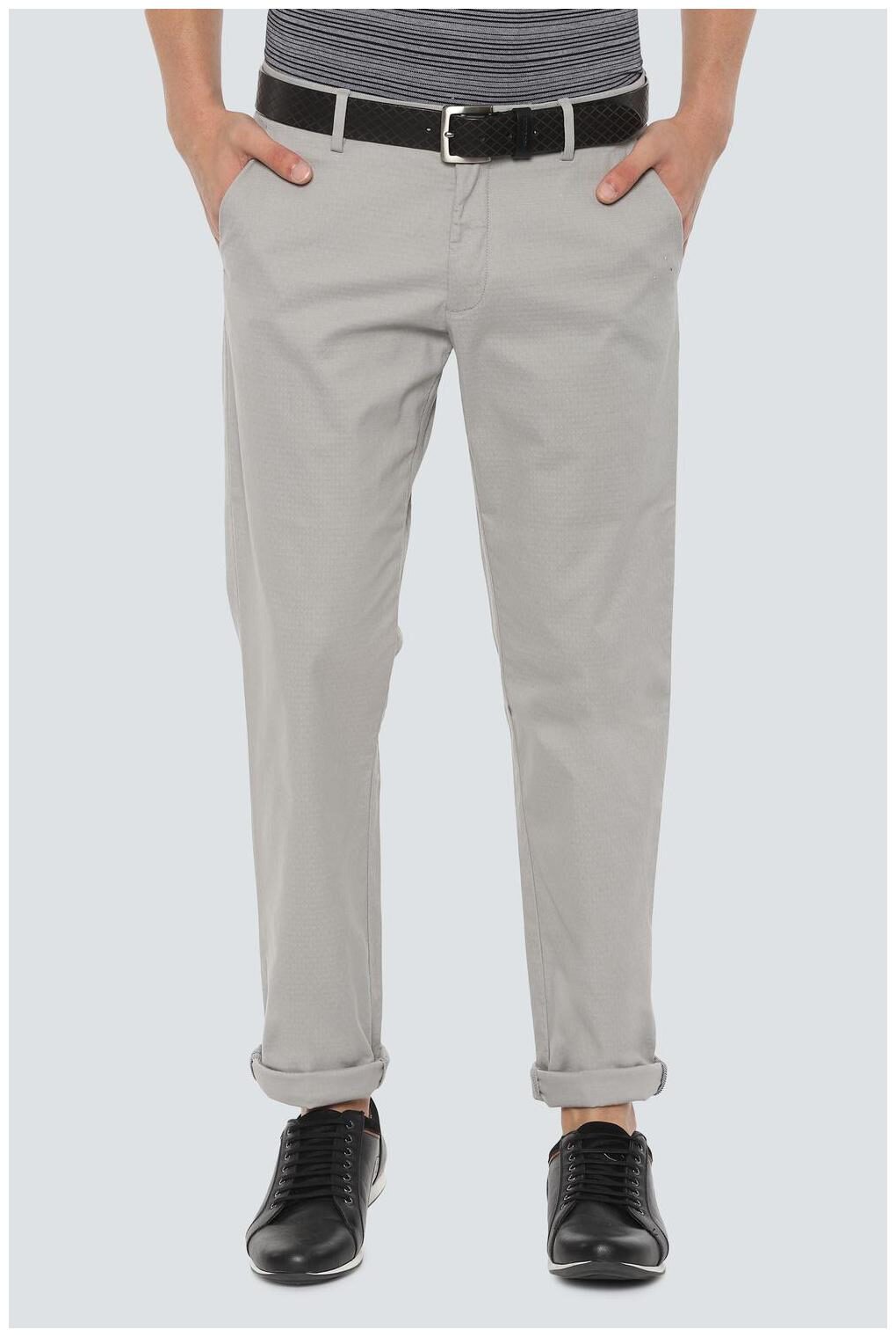 

Louis Philippe Men Grey Textured Slim fit Regular trousers