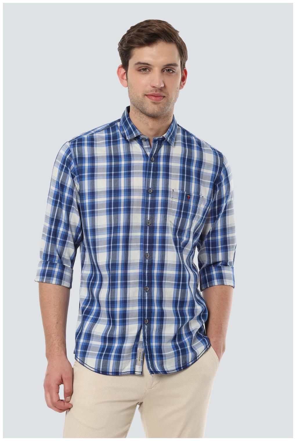 

Louis Philippe Men Blue Checked Slim Fit Casual Shirt