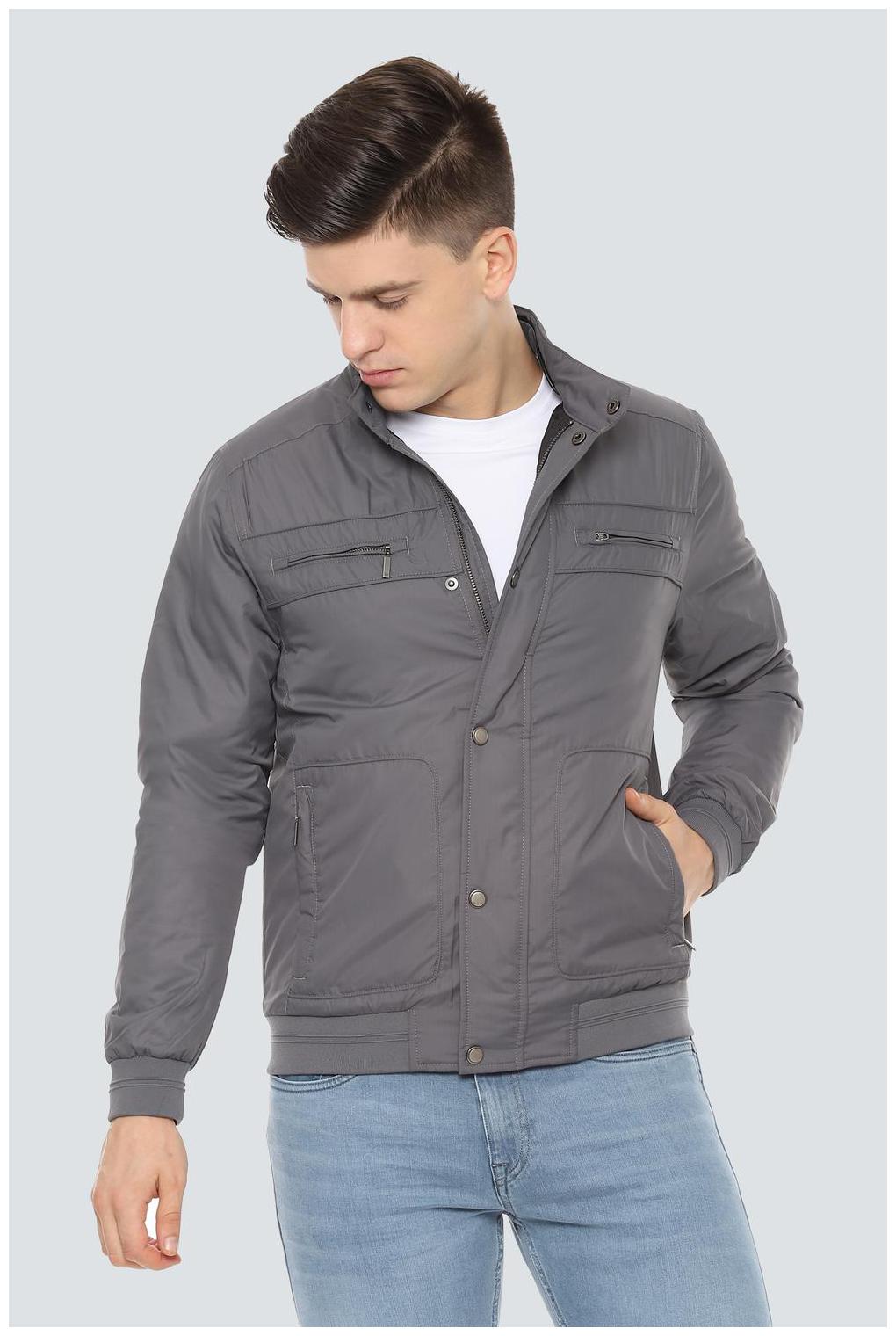 

Louis Philippe Men Polyester Leather Jacket Grey