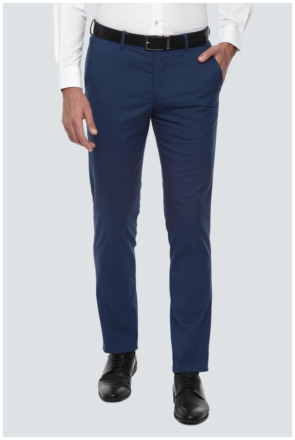 

Louis Philippe Men Checked Slim Fit Formal Trouser - Blue