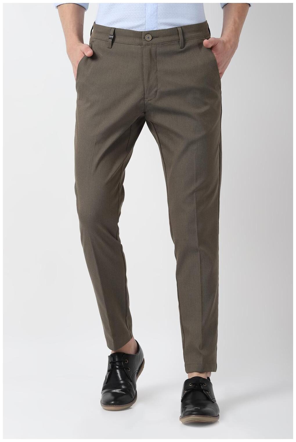 

Louis Philippe Men Brown Textured Slim fit Regular trousers
