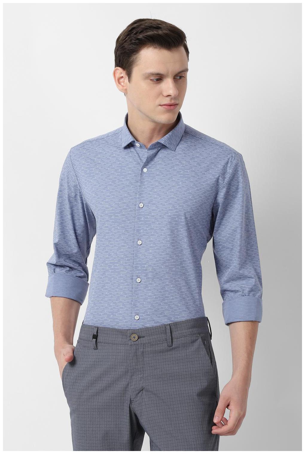 

Louis Philippe Men Blue Printed Super Slim Fit Casual Shirt
