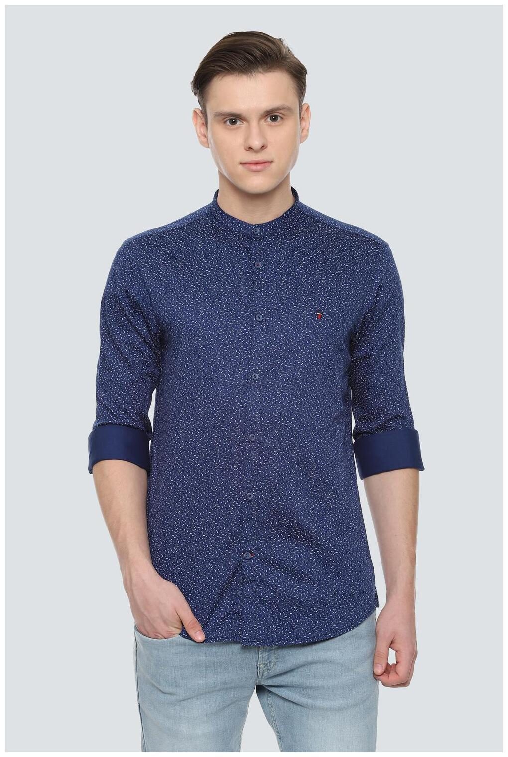 

Louis Philippe Men Blue Printed Super Slim Fit Casual Shirt