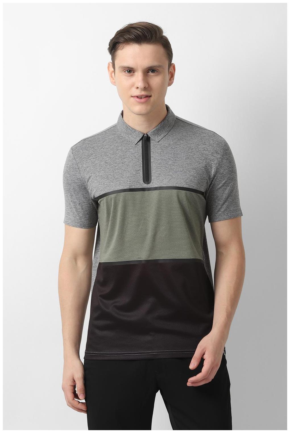 

Louis Philippe Men Grey Regular fit Cotton Polo collar T-Shirt - Pack Of 1