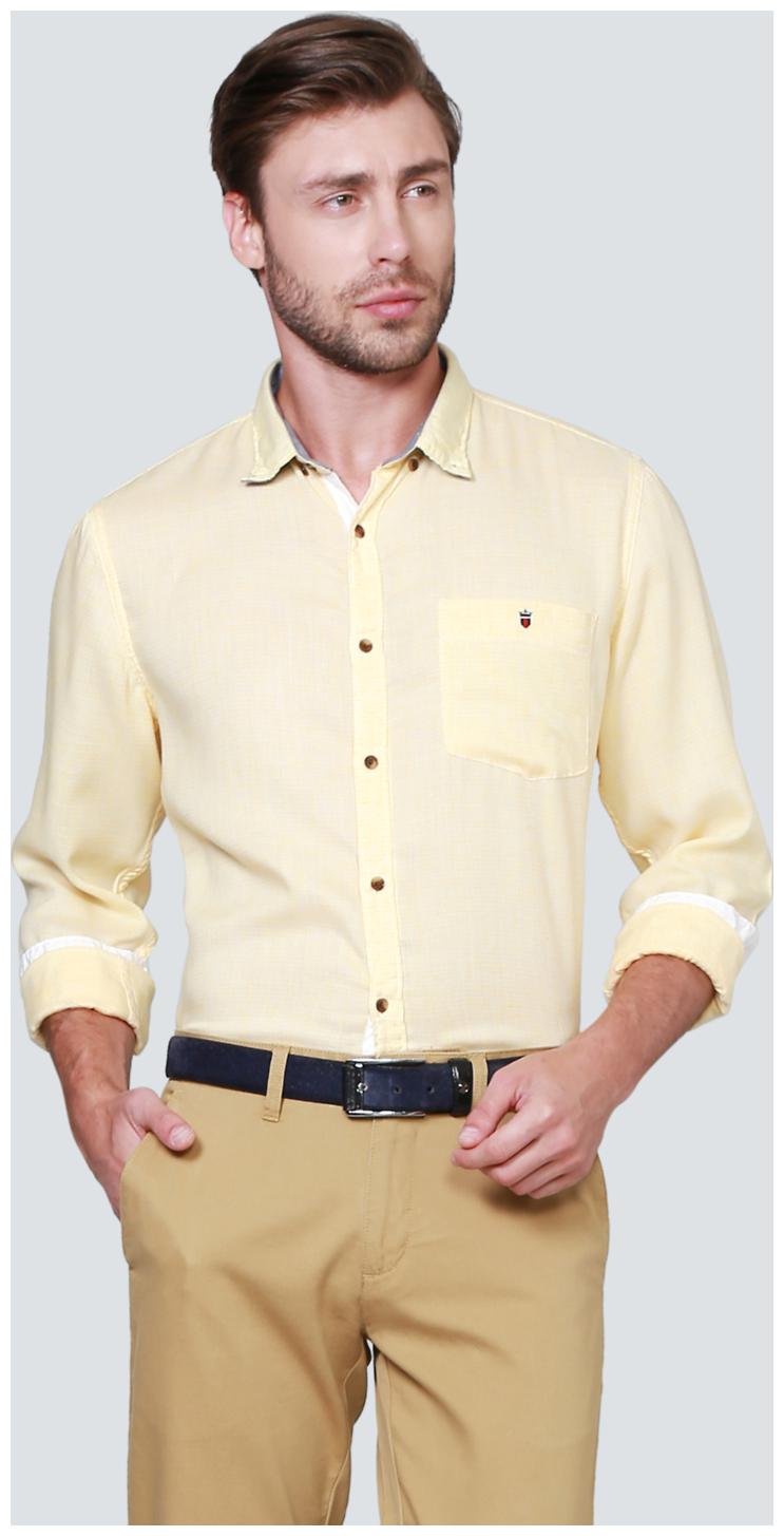 

Louis Philippe Men Yellow Checked Slim Fit Casual Shirt