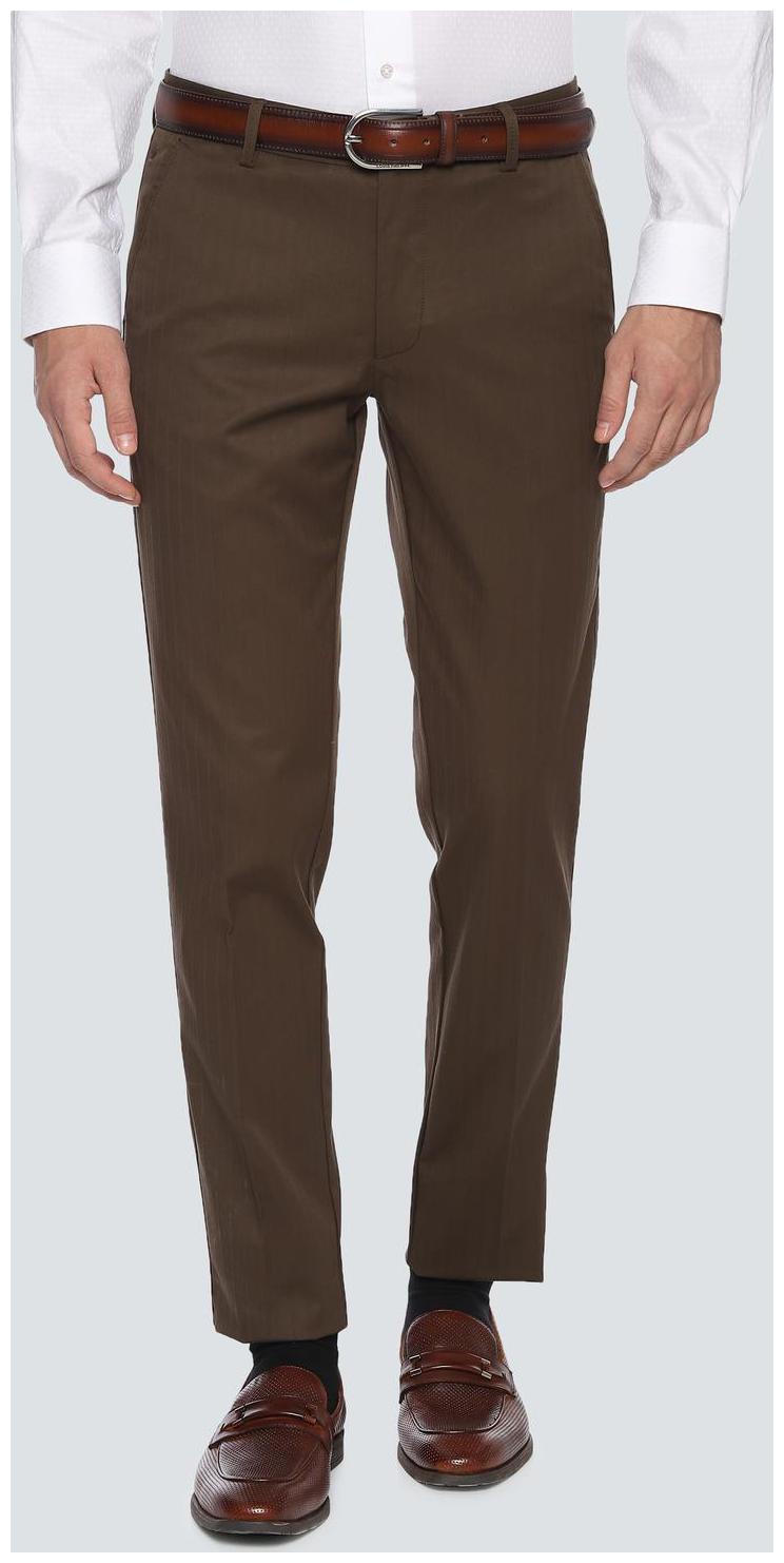 

Louis Philippe Men Striped Slim Fit Formal Trouser - Brown