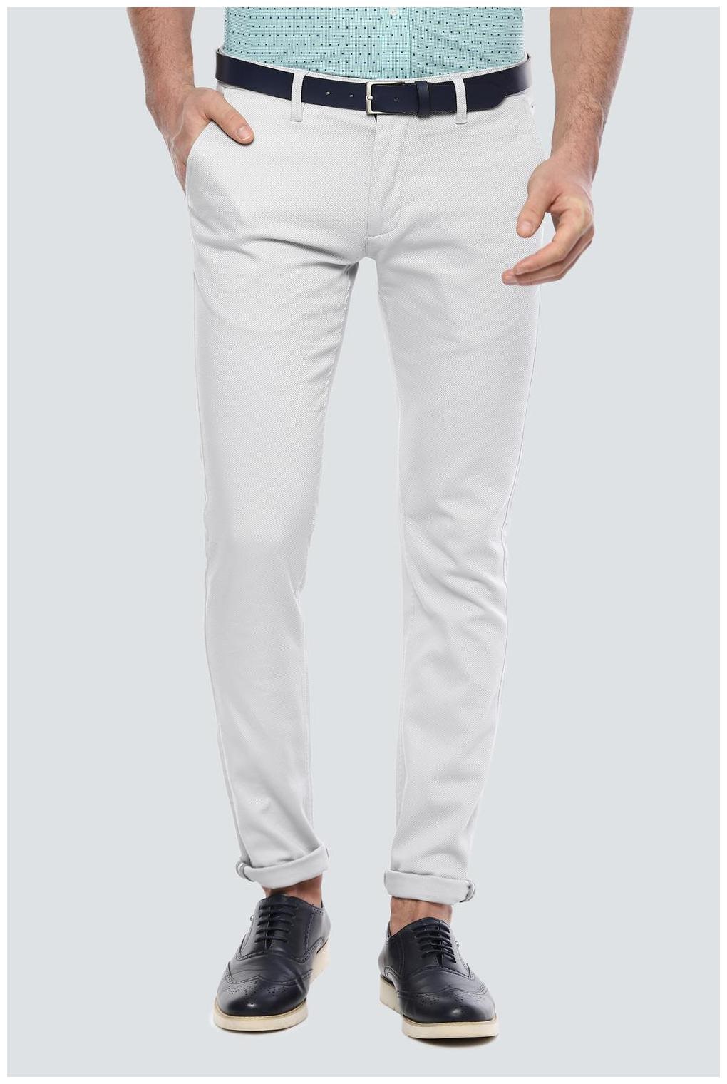 

Louis Philippe Men Grey Textured Slim fit Regular trousers