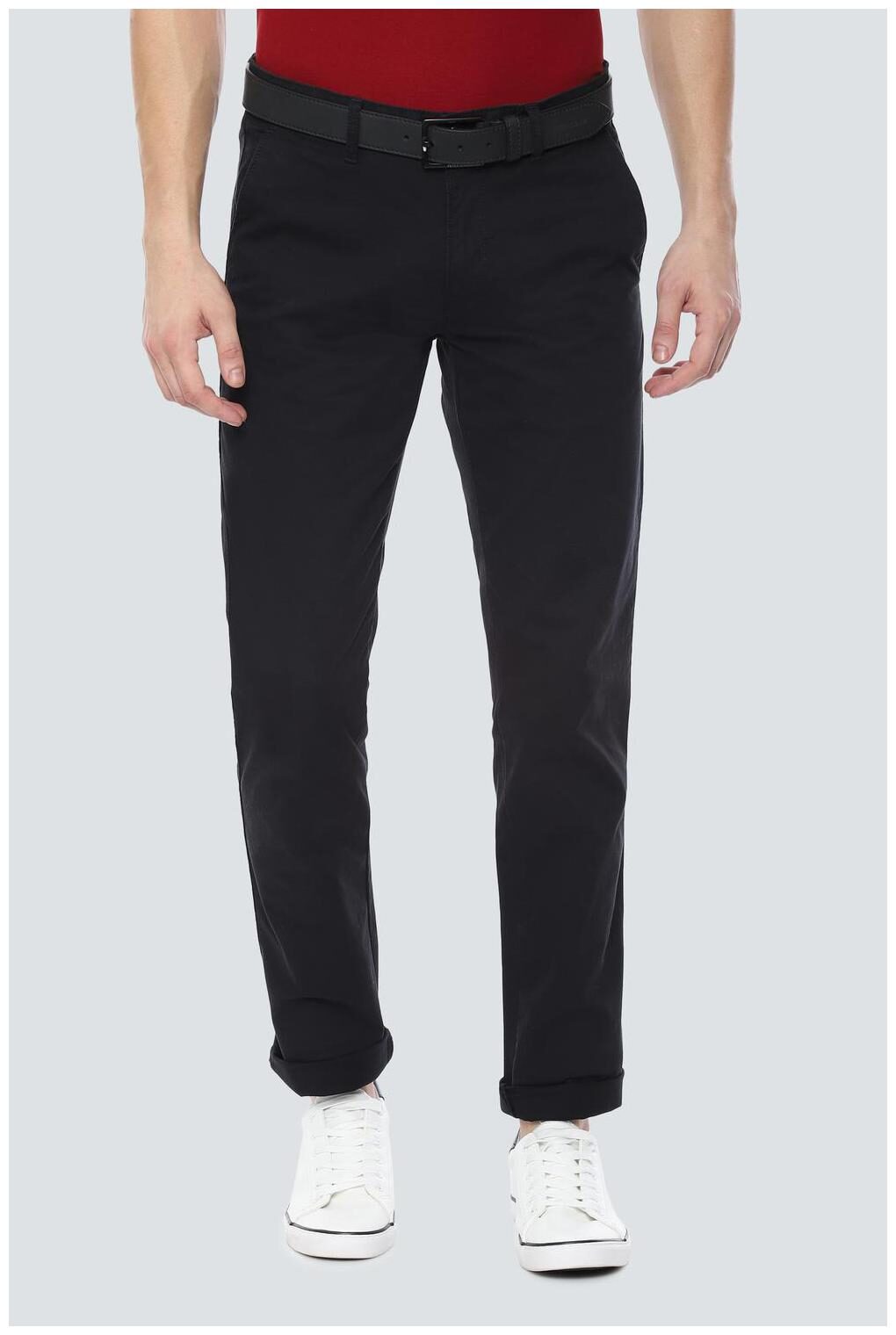 

Louis Philippe Men Blue Textured Slim fit Regular trousers