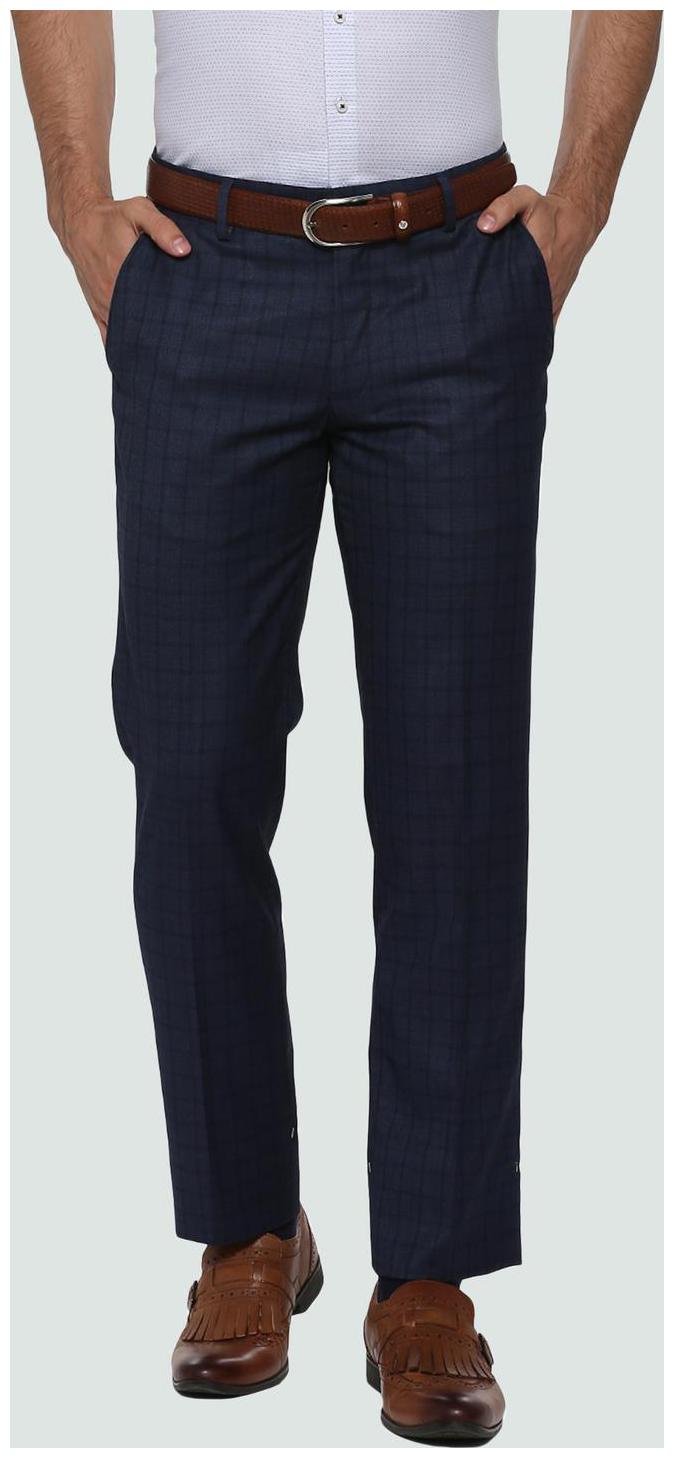 

Louis Philippe Men Checked Slim Fit Formal Trouser - Blue