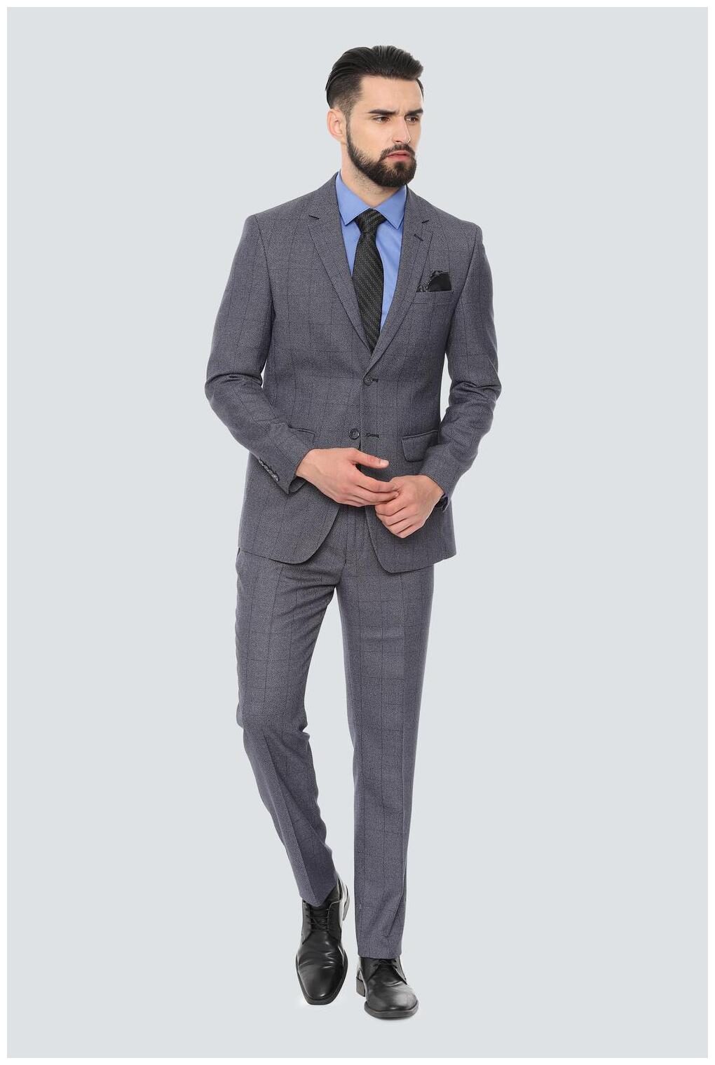 

Louis Philippe Men Blended Single Breasted Suit Grey
