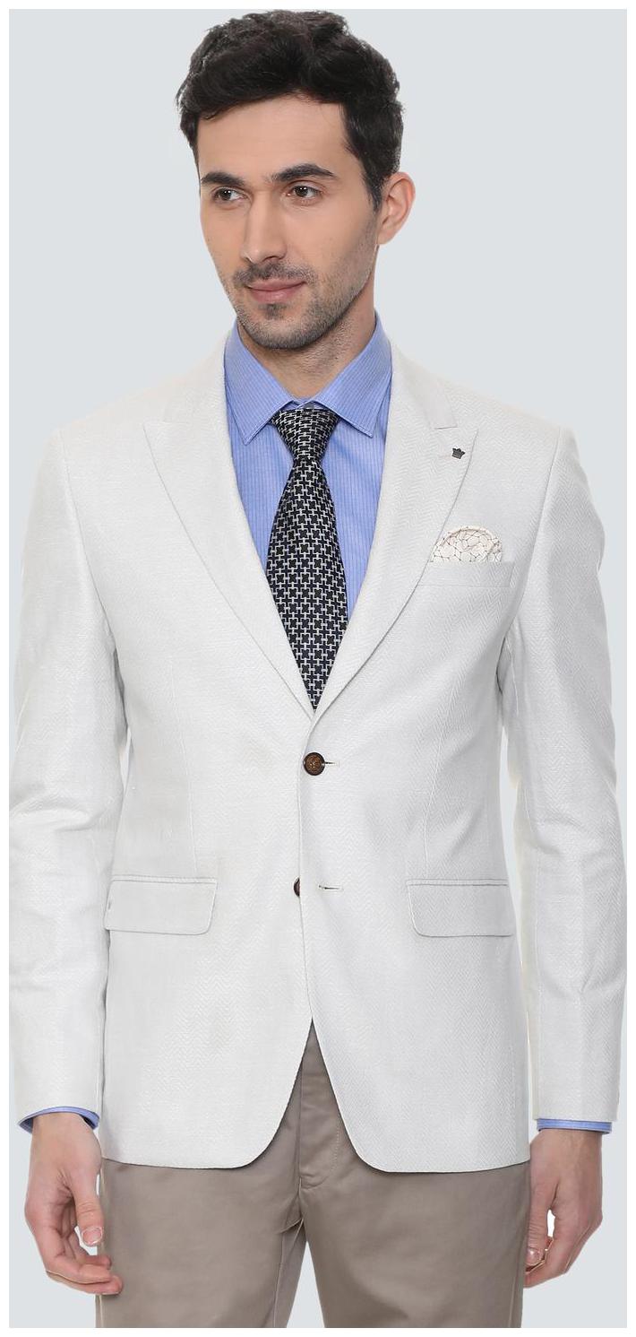 

Louis Philippe Men White Textured Slim fit Single Breasted Blazer