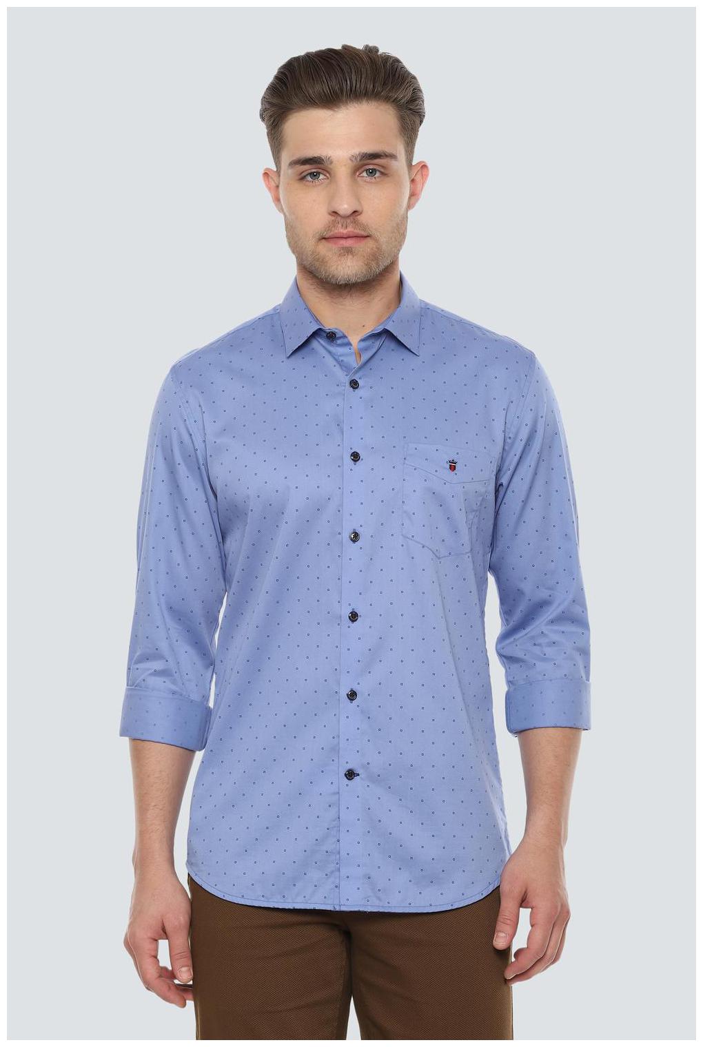 

Louis Philippe Men Blue Polka Dots Super Slim Fit Casual Shirt