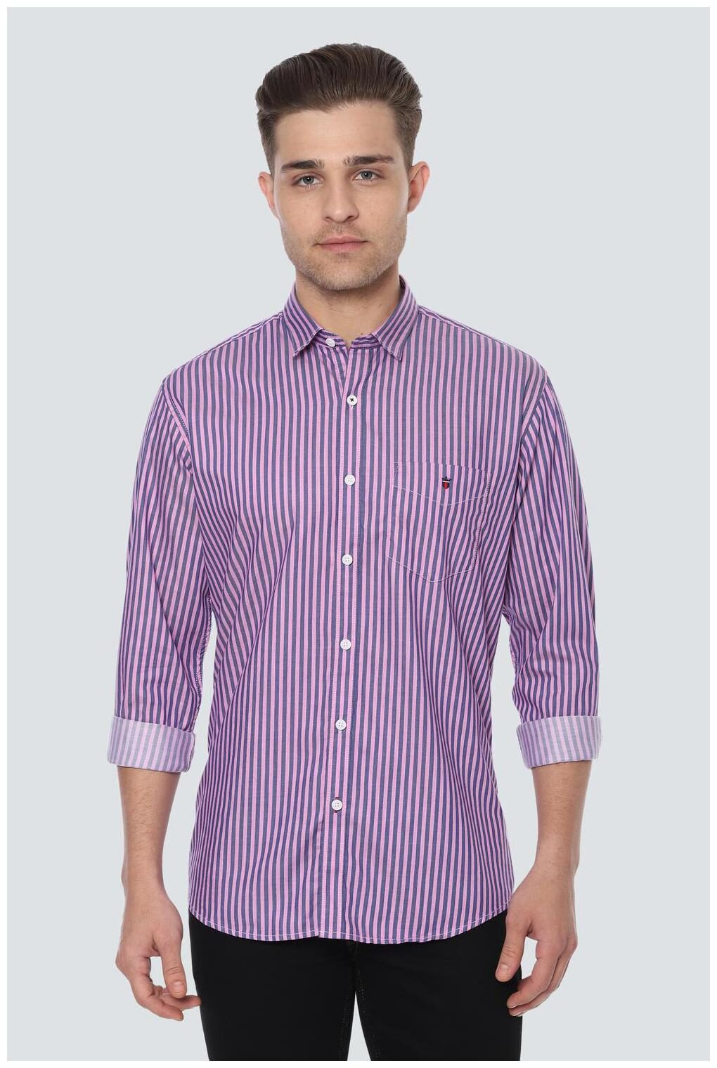 

Louis Philippe Men Purple Vertical Stripes Slim Fit Casual Shirt
