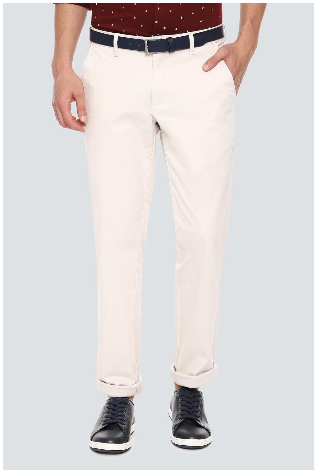 

Louis Philippe Men Beige Textured Slim fit Regular trousers