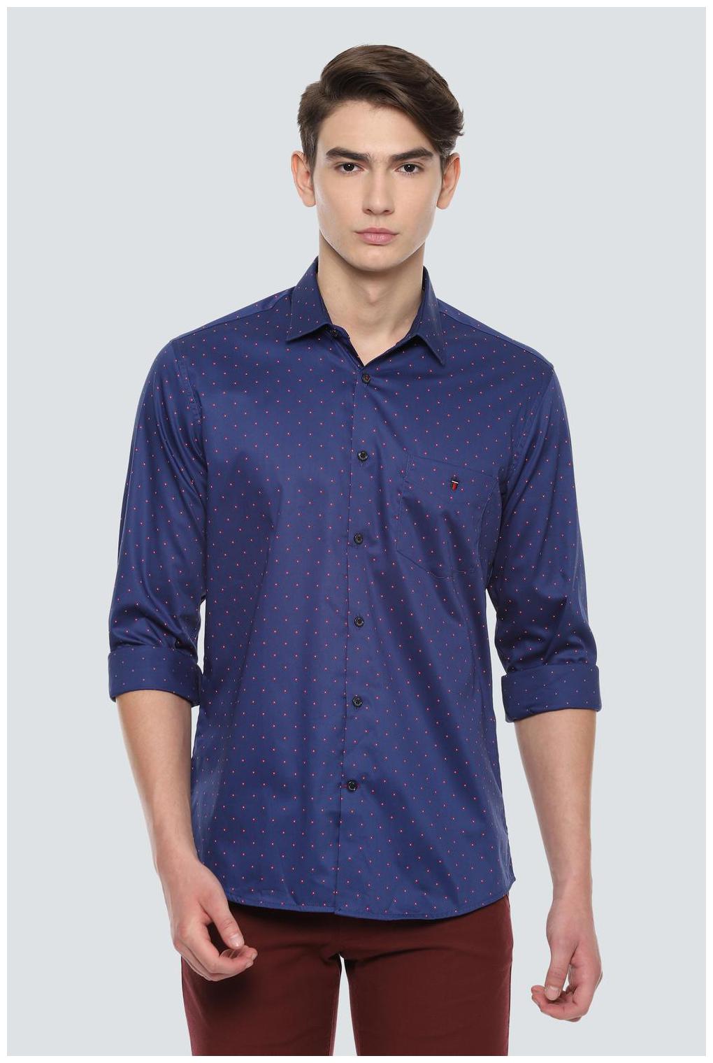 

Louis Philippe Men Blue Printed Slim Fit Casual Shirt