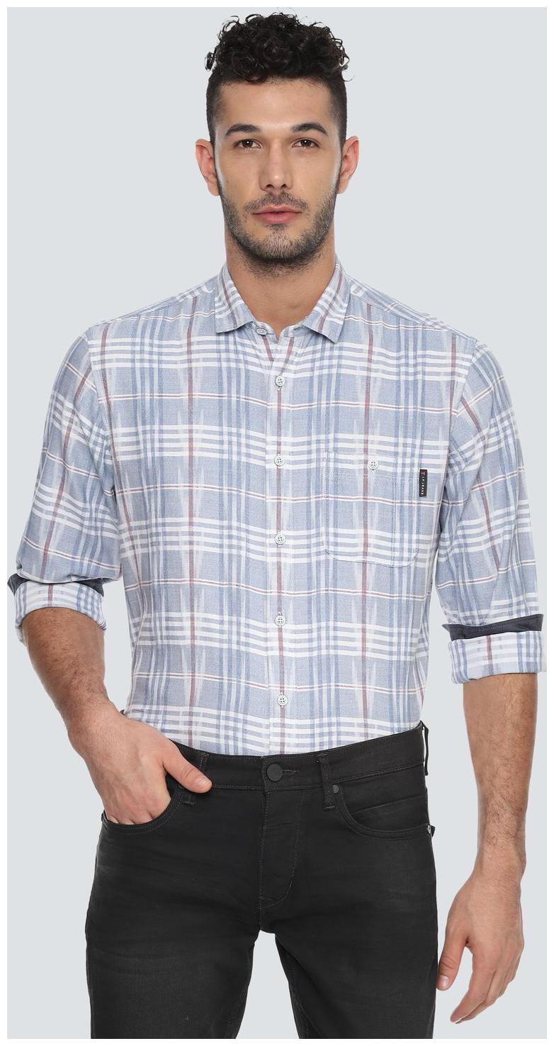 

Louis Philippe Men Blue Checked Slim Fit Casual Shirt