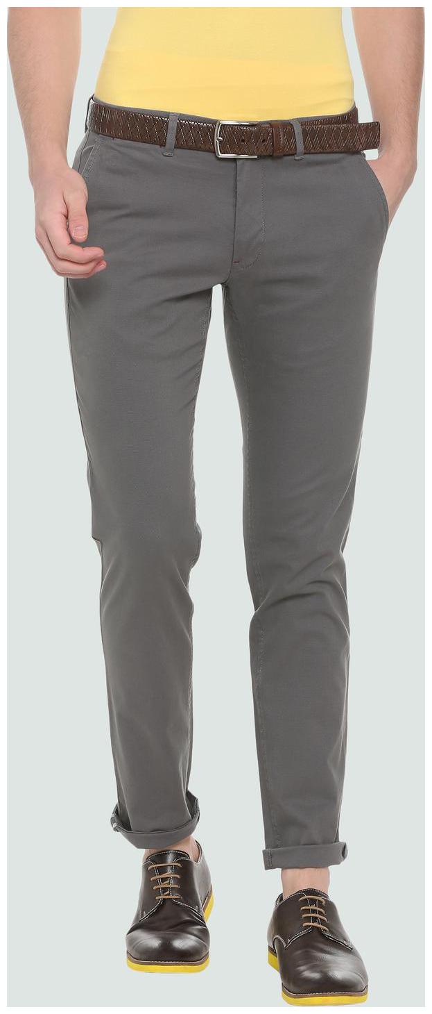 

Louis Philippe Men Grey Textured Slim fit Regular trousers