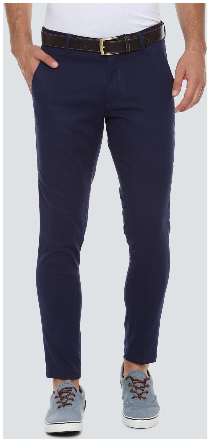 

Louis Philippe Men Blue Textured Slim fit Regular trousers