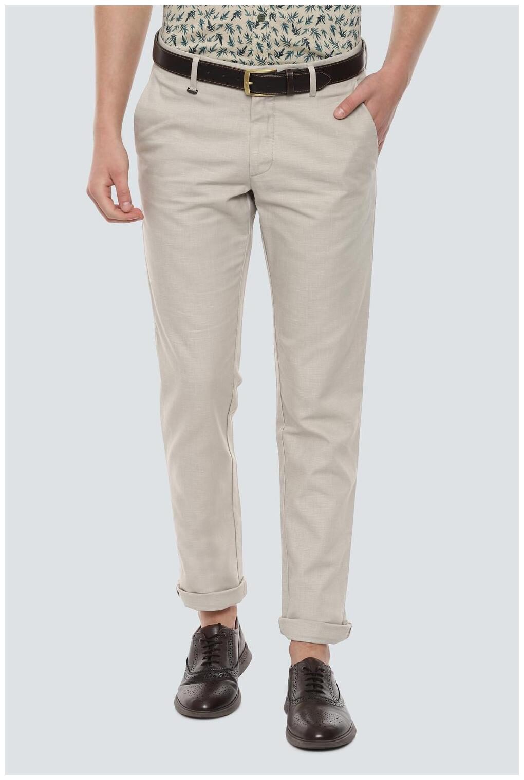

Louis Philippe Men Beige Textured Slim fit Regular trousers