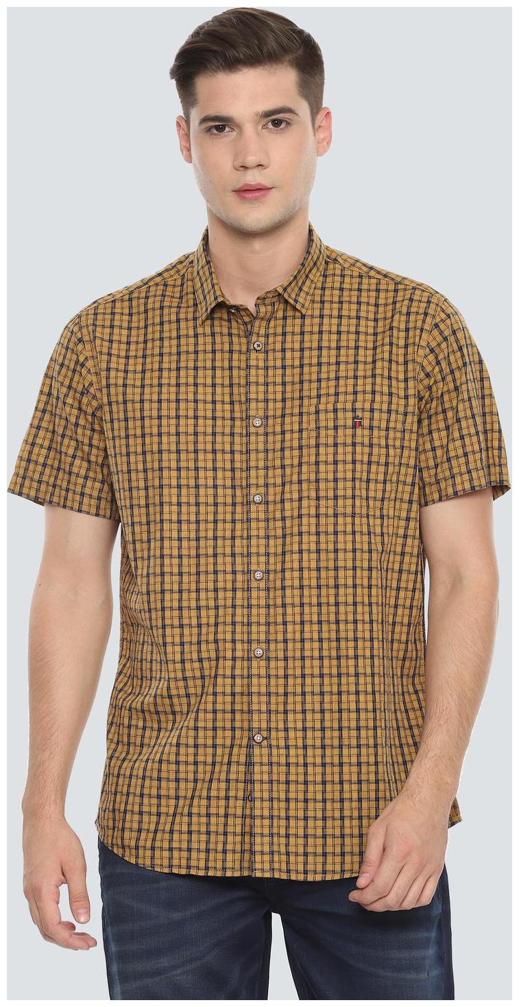

Louis Philippe Men Yellow Checked Slim Fit Casual Shirt